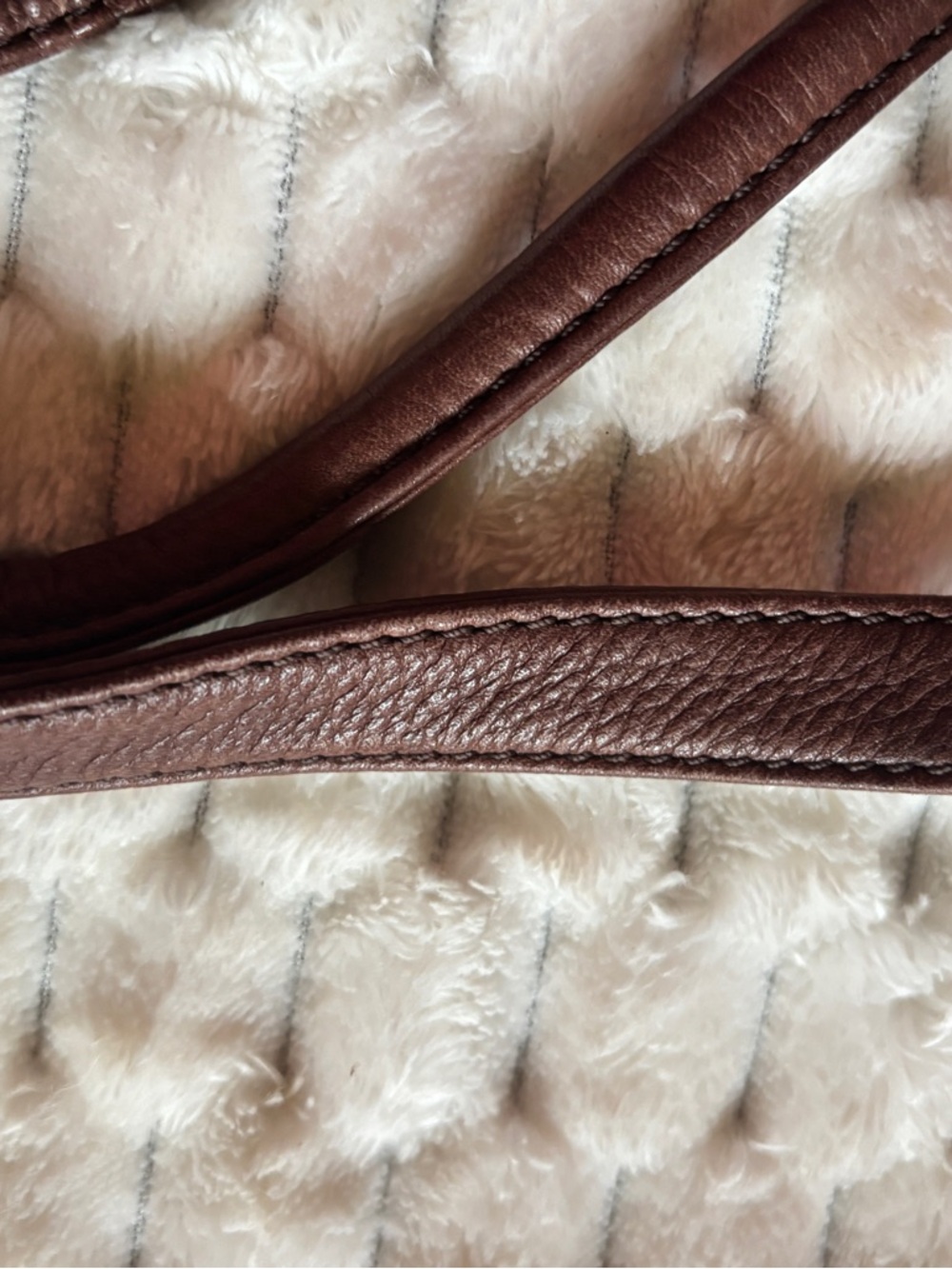 Fossil Brown Pebbled Leather Bucket Bag Drawstring Shoulder Crossbody - Picture 10 of 10
